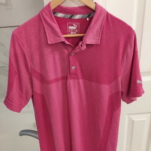 Mens Medium Puma tailored golf shirt pink
